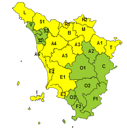 Allerta gialla rischio idrogeologico idraulico e temporali (Fonte immagine Regione Toscana)