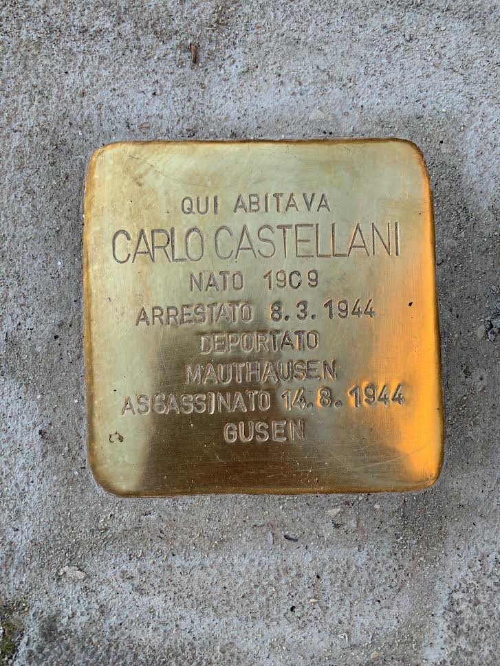 Pietra d'inciampo intitolata a Carlo Castellani (fonte foto da comunicato)