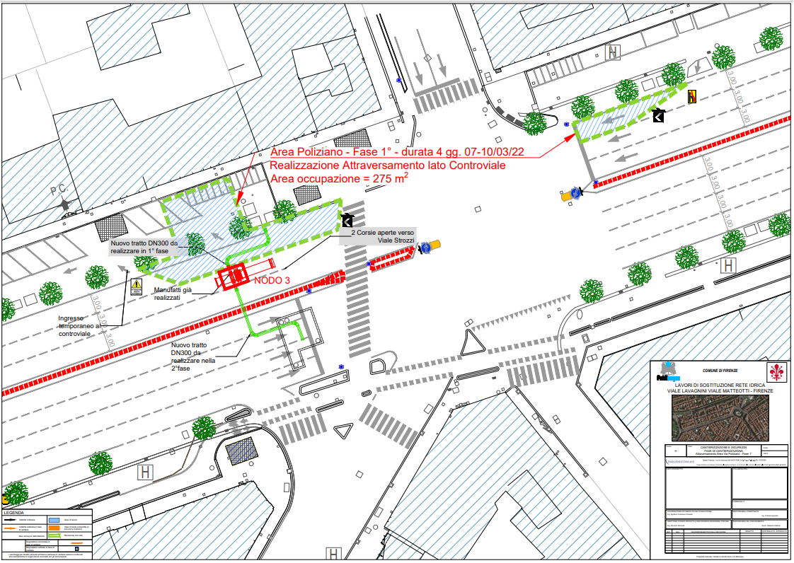 Planimetria dell'intervento in viale Lavagnini (Fonte immagine Comune di Firenze)