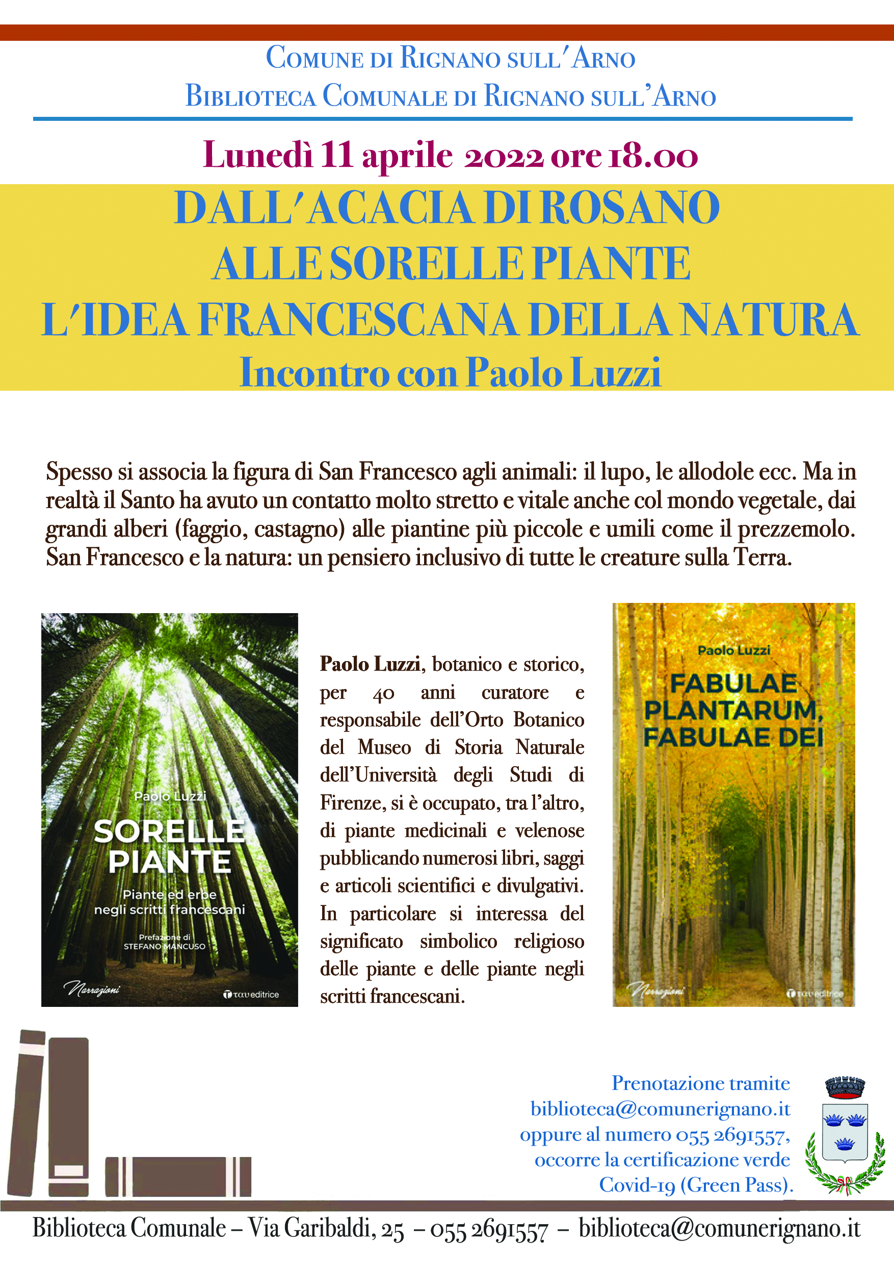 Biblioteca di Rignano, incontro con Paolo Luzzi