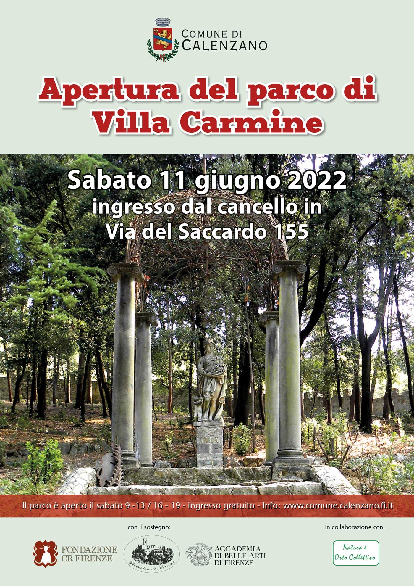 LocandinaApertura Parto Villa Carmine a Calenzano (fonte foto comune Calenzano)