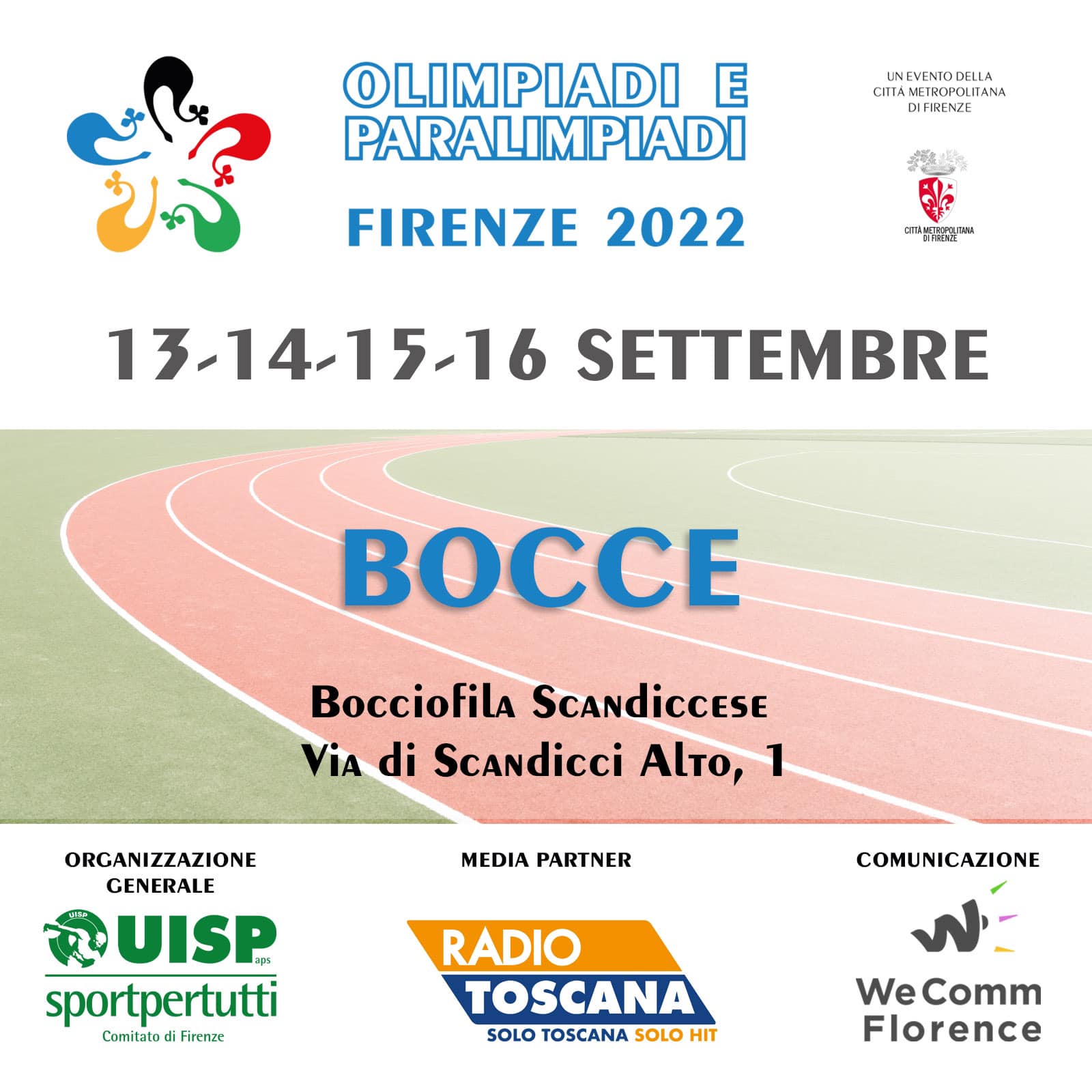 Locandina Torneo di Bocce Olimpiadi e Paralimpiadi della Città Metropolitana di Firenze