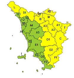 Codice giallo (Fonte immagine Centro Funzionale Regione Toscana)