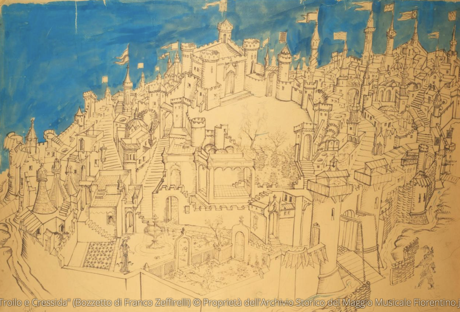 "Troilo e Cressida" (Bozzetto di Franco Zeffirelli) © Proprietà dell'Archivio Storico del Maggio Musicale Fiorentino