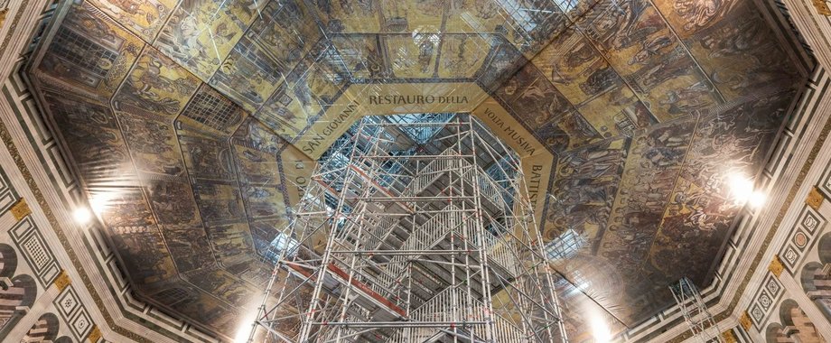 Al via il restauro dei magnifici mosaici policromi a fondo oro della cupola del Battistero di Firenze (Fonte foto sito web Santa Maria del Fiore)