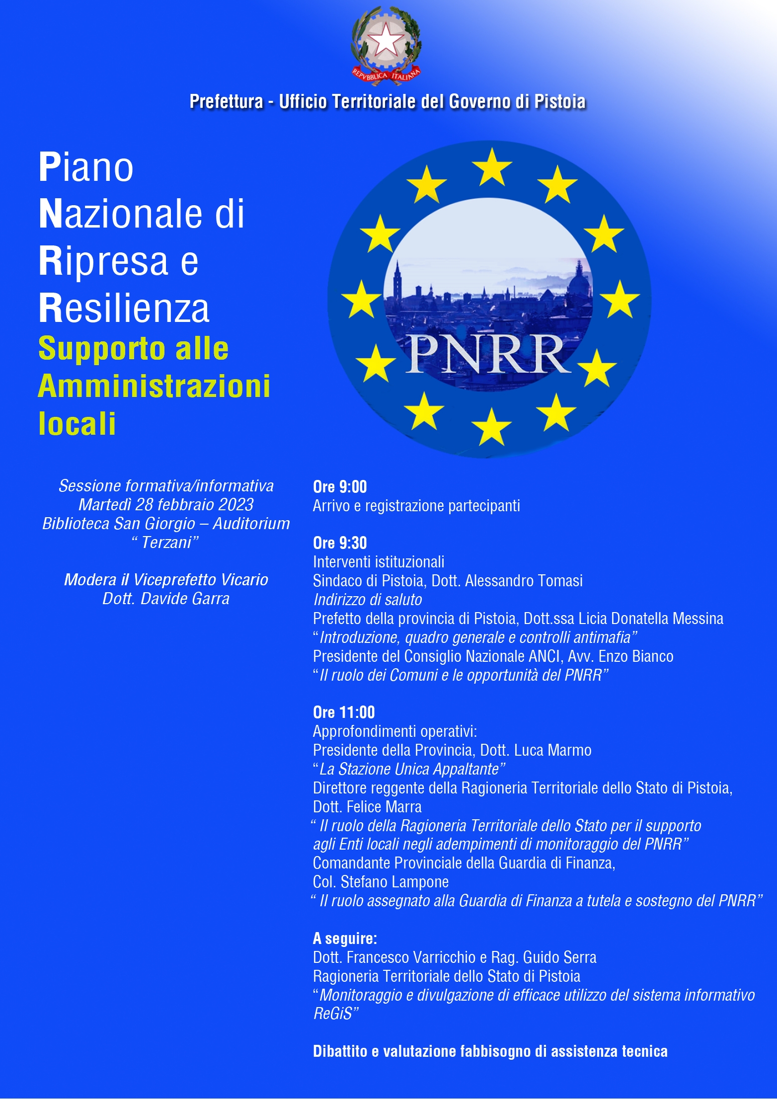 Locandina Sessione Informativa PNRR - Prefettura Pistoia 