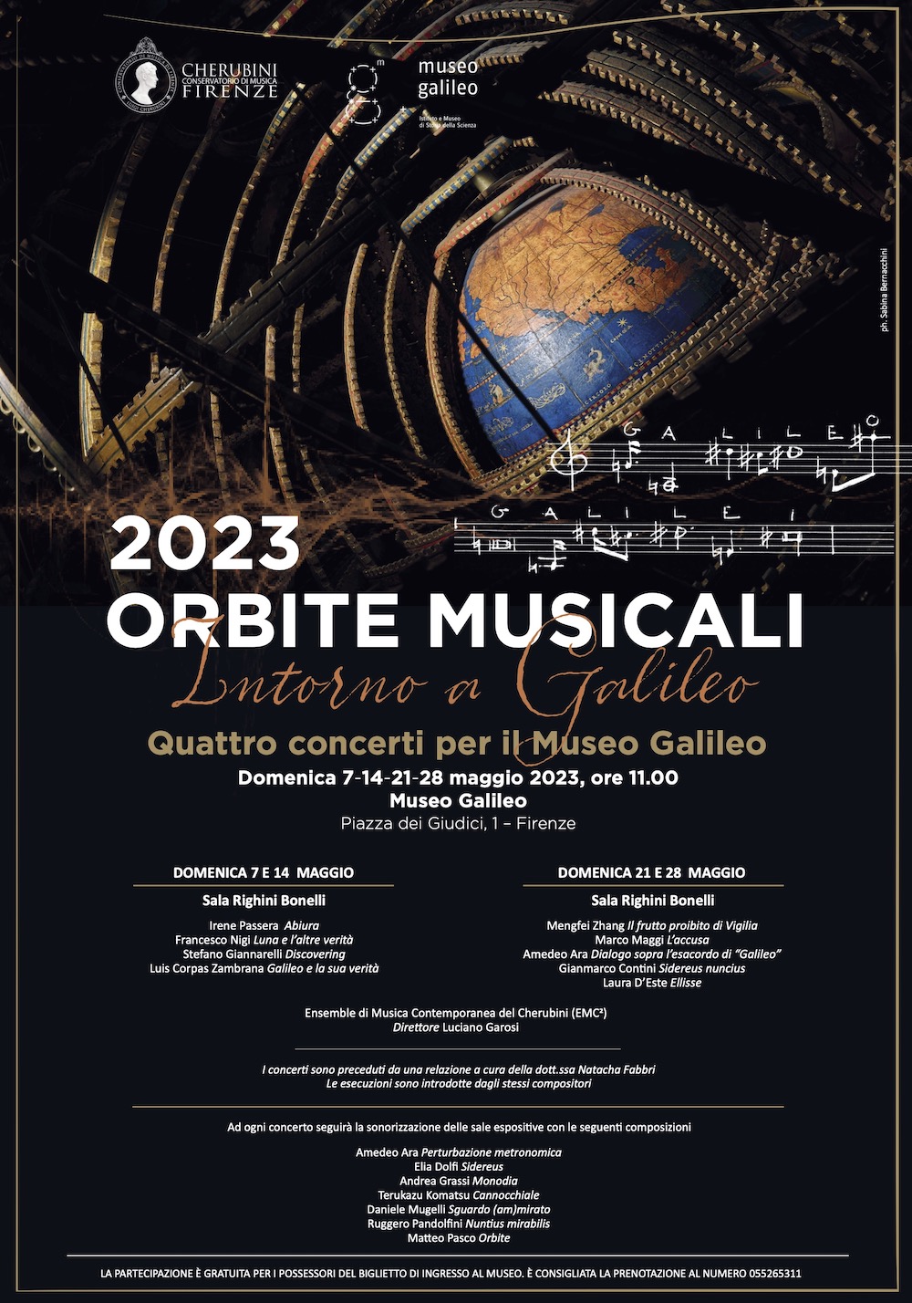 Locandina Orbite Musicali 2023 - Museo Galileo 