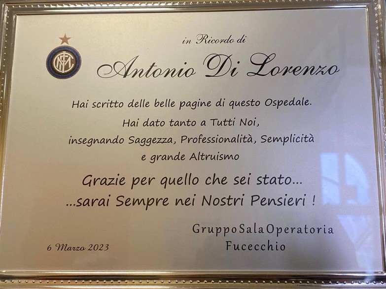 La targa in memoria dell'infermiere Di Lorenzo (Fonte foto Ausl Toscana Centro)