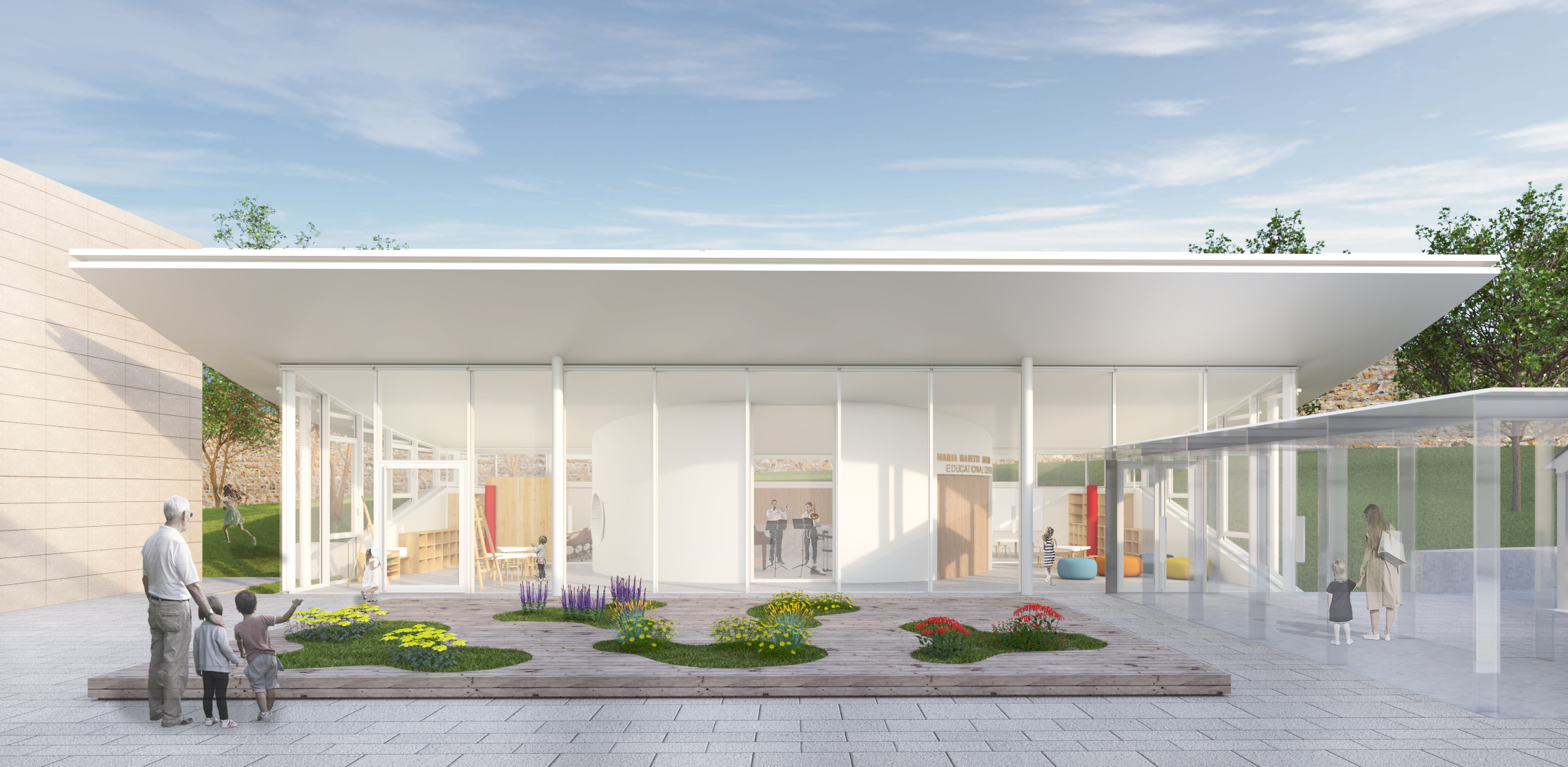 Rendering dell'ABF Educational Center "Maria manetti Shrem"