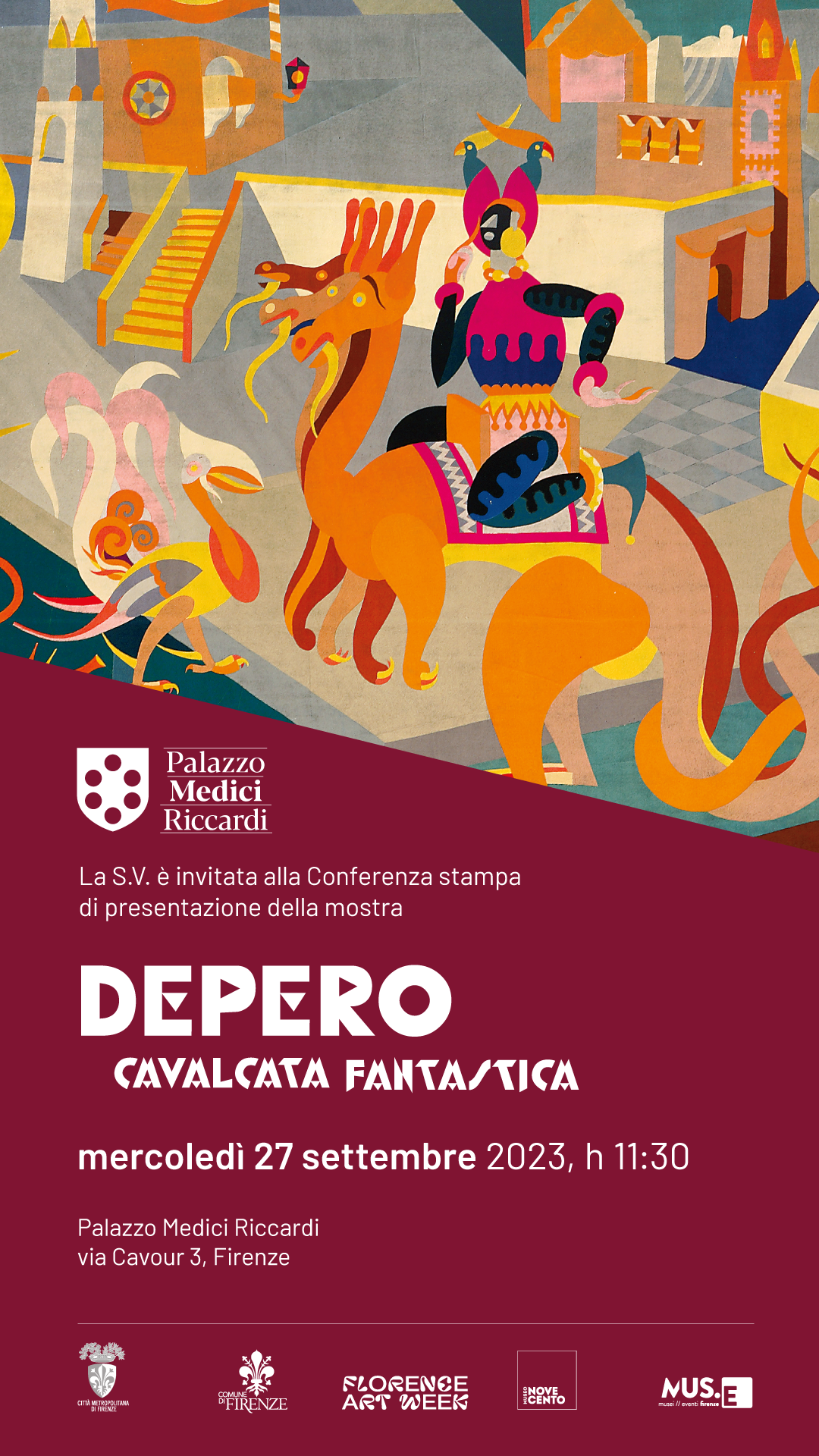 Locandina Conferenza Stampa Depero Cavalcata Fantastica