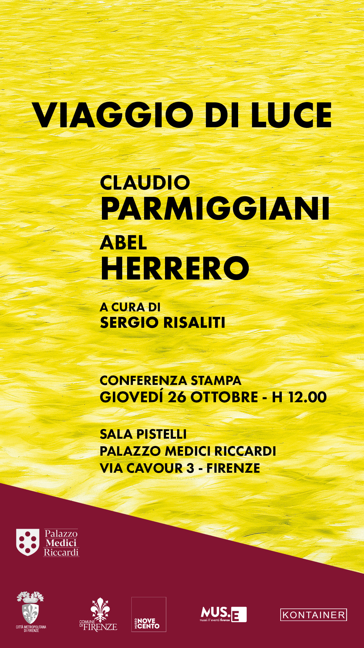 Locandina Mostra Viaggio di luce - Claudio Parmiggiani - Abel Herrero 
