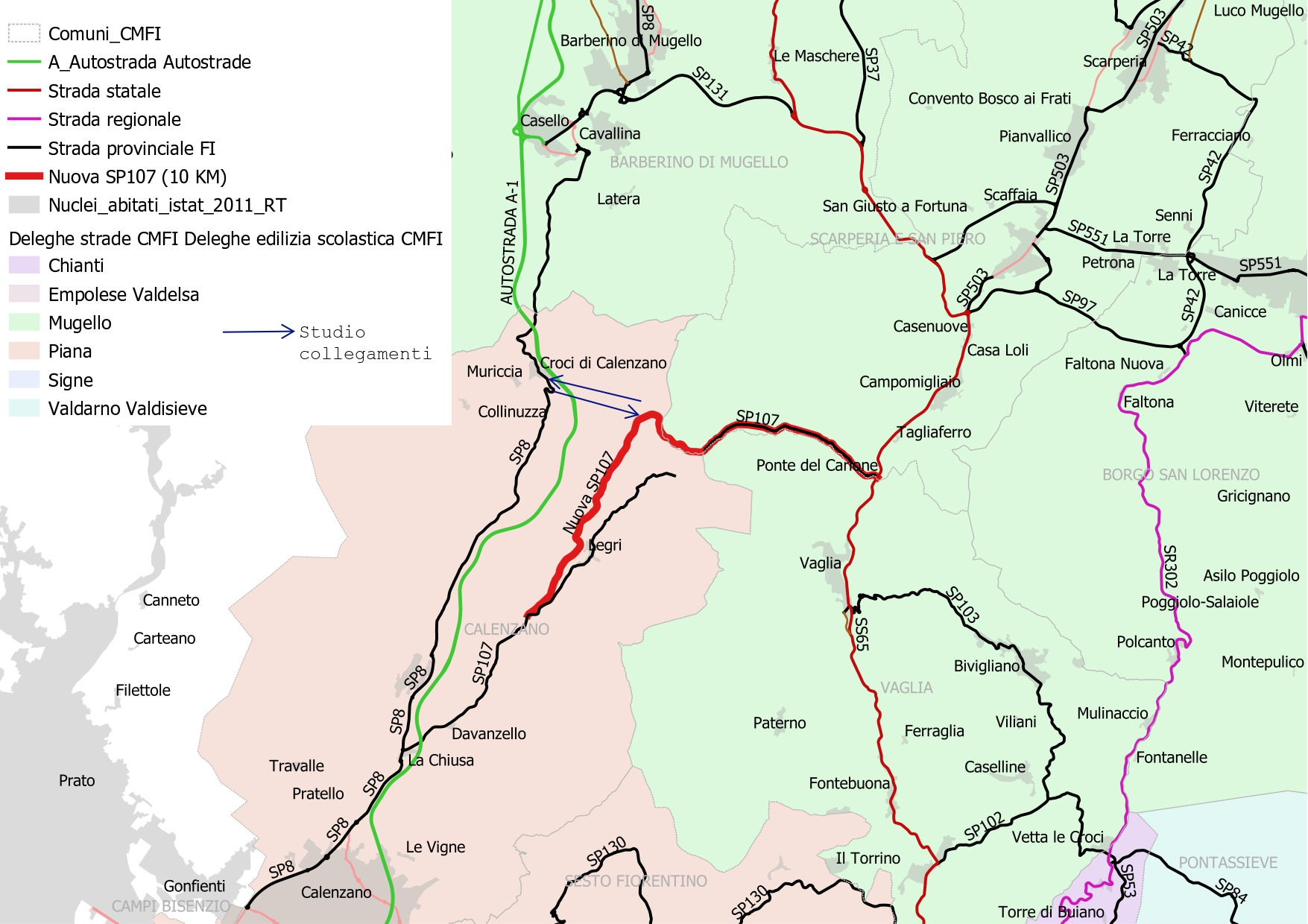 Tracciato Provinciale 107 da Vaglia fino a Calenzano - fonte Toscana News