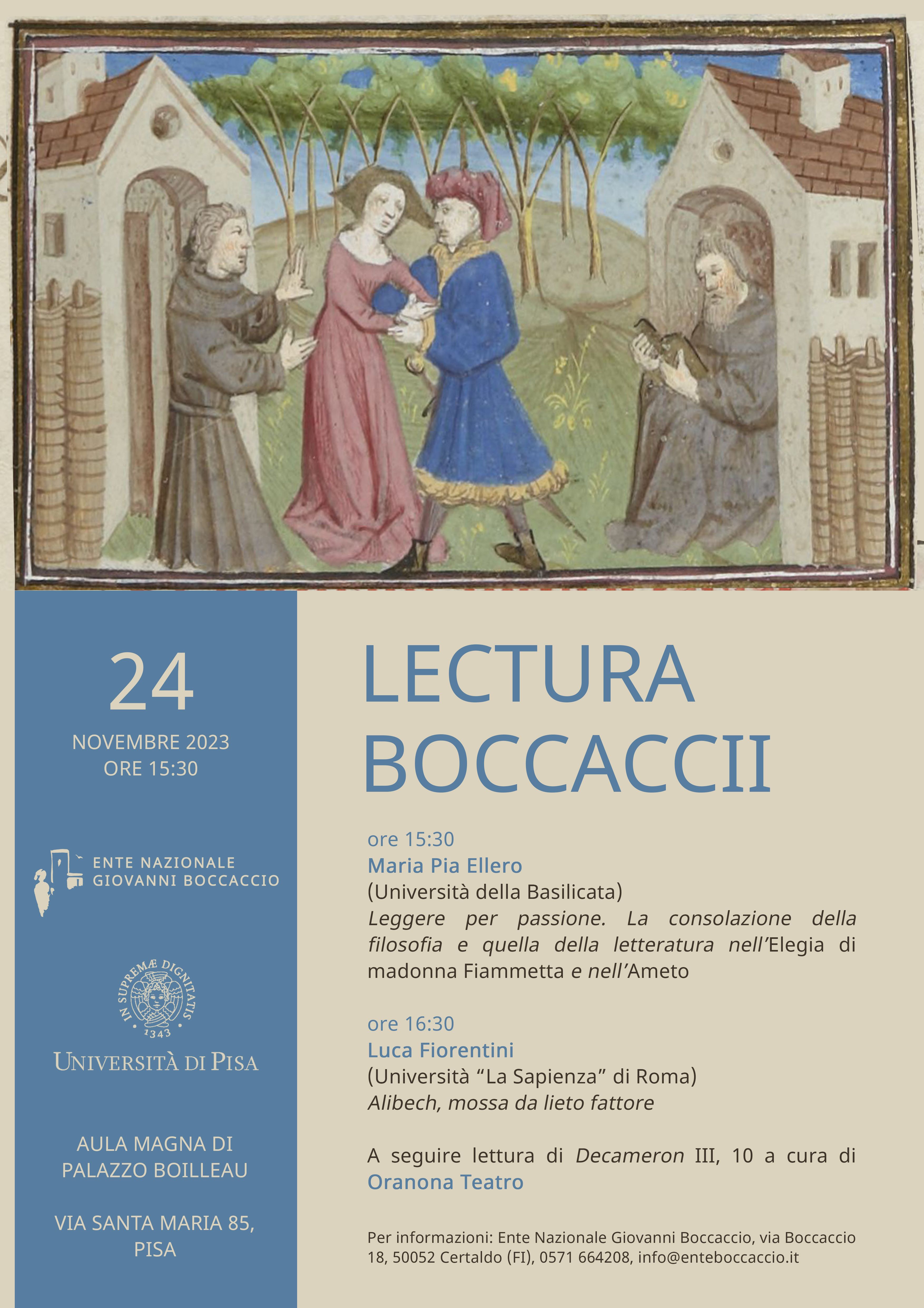 Lectura Boccaccii 24 novembre 2023 Pisa