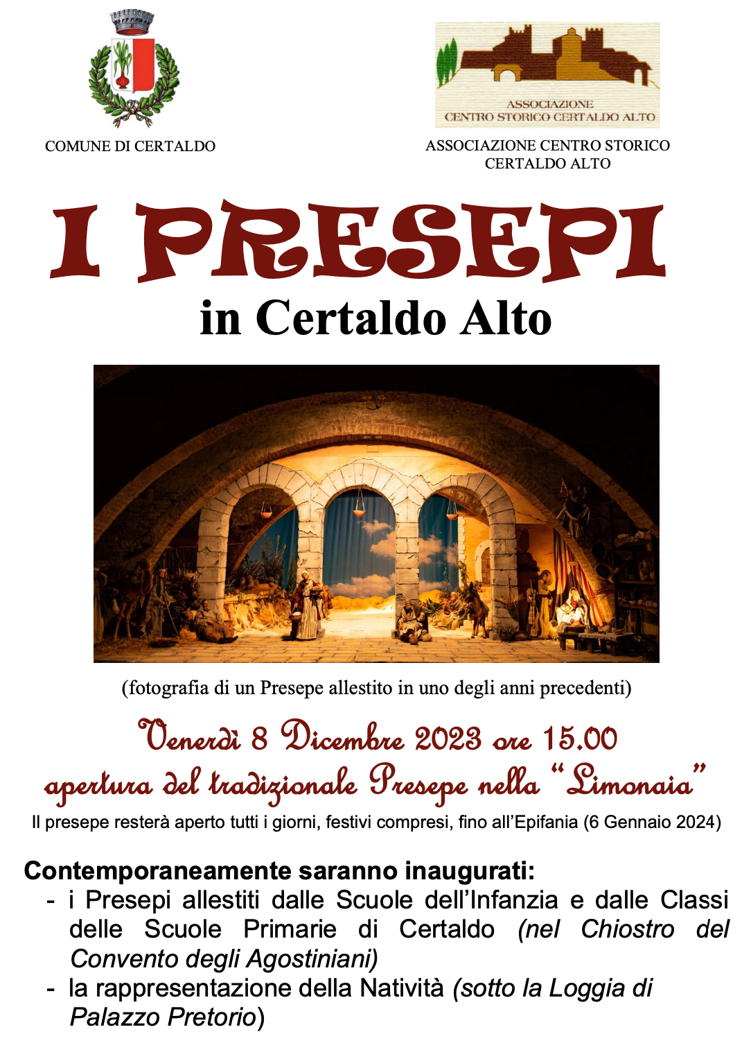 Presepi: pronti per l’inaugurazione