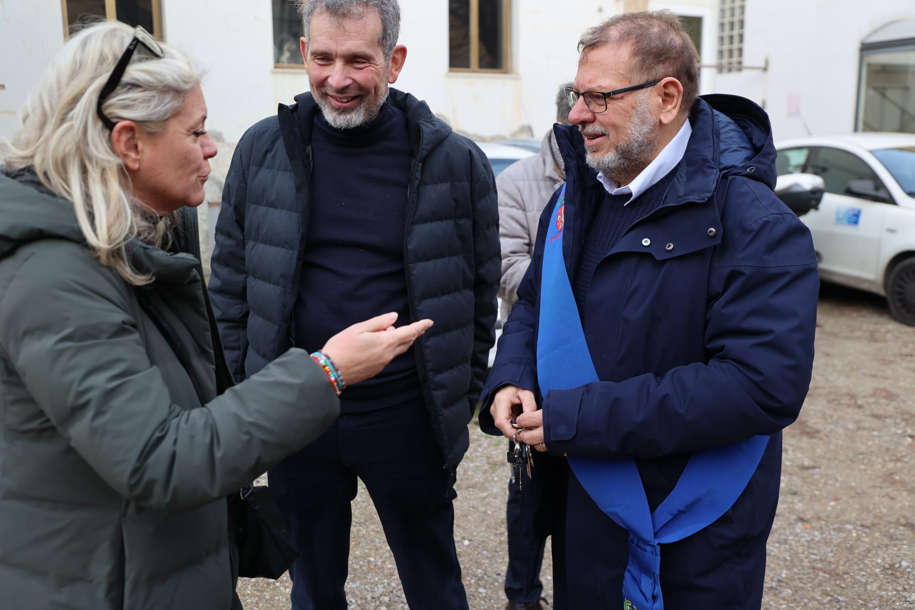 Nuovo plesso scolastico Cubo IIS Cellini Firenze - da sx  Geom. Chiara Milli,  Gianni Camici Dirigente scolastico e Massimo Fratini Consigliere delegato edilizia scolastica (Foto Antonello Serino - MET Ufficio Stampa)