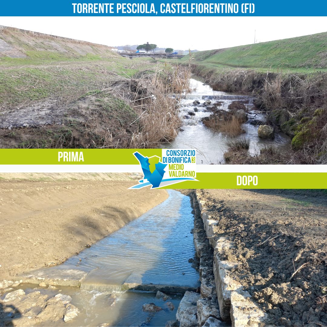 Torrente Pesciola, interventi (Fonte foto Consorzio di Bonifica Medio Valdarno)