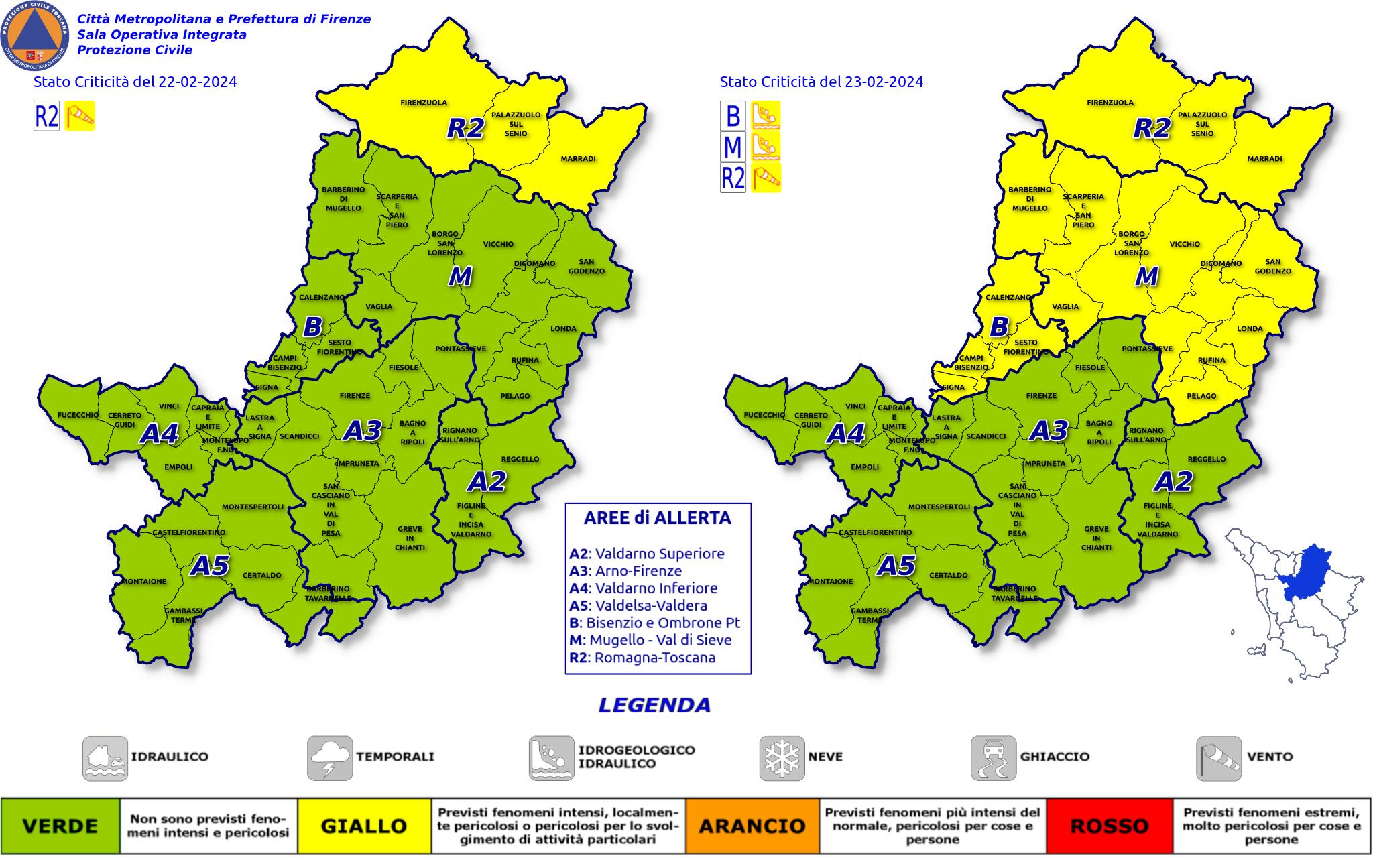 MET Allerta meteo codice giallo. Vento forte e piogge diffuse