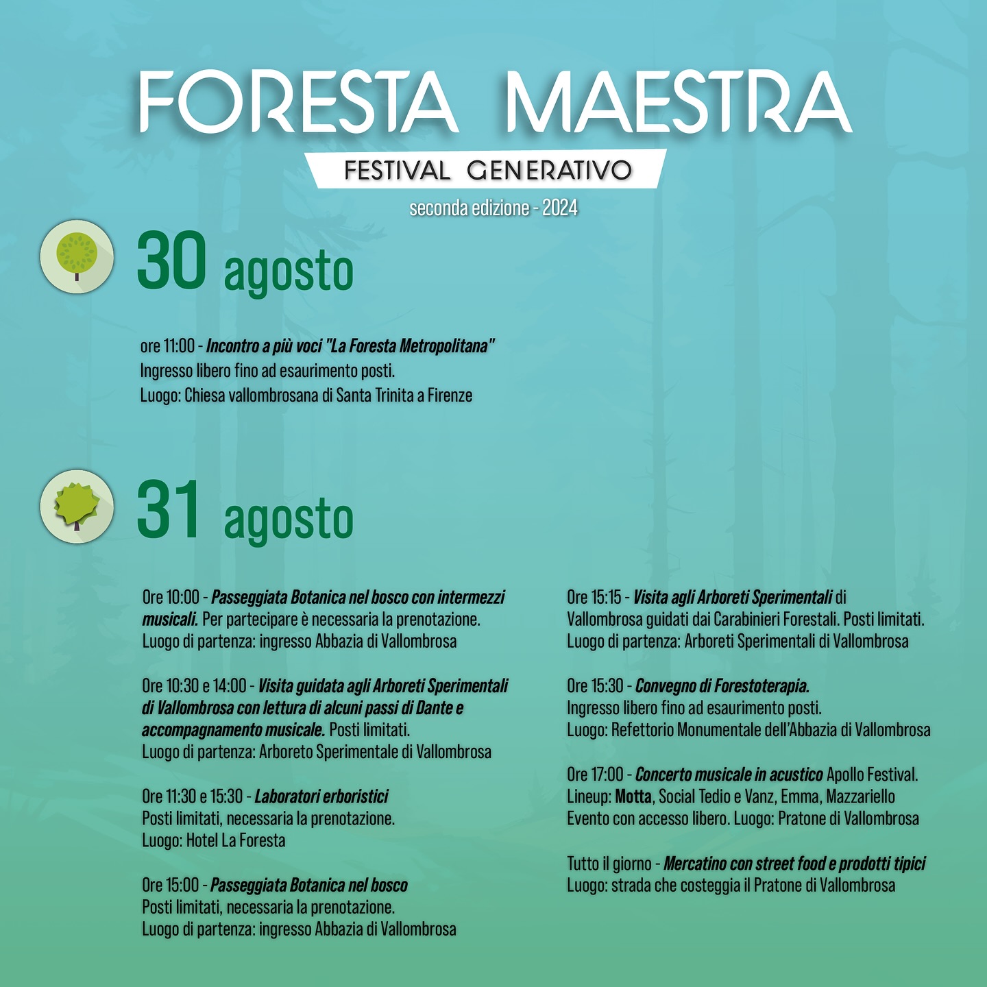 Programma del Festival Foresta Maestra 2024