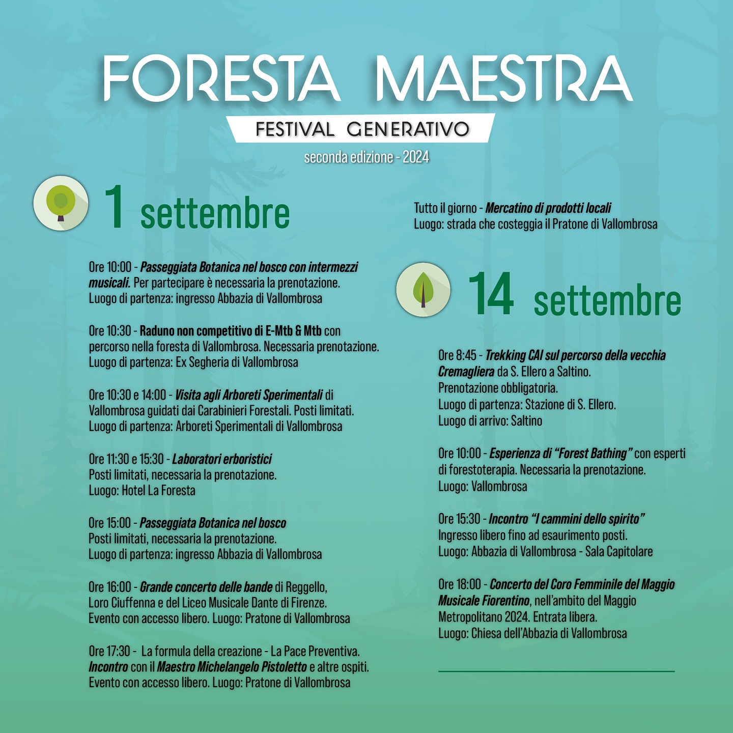 Programma del Festival Foresta Maestra 2024