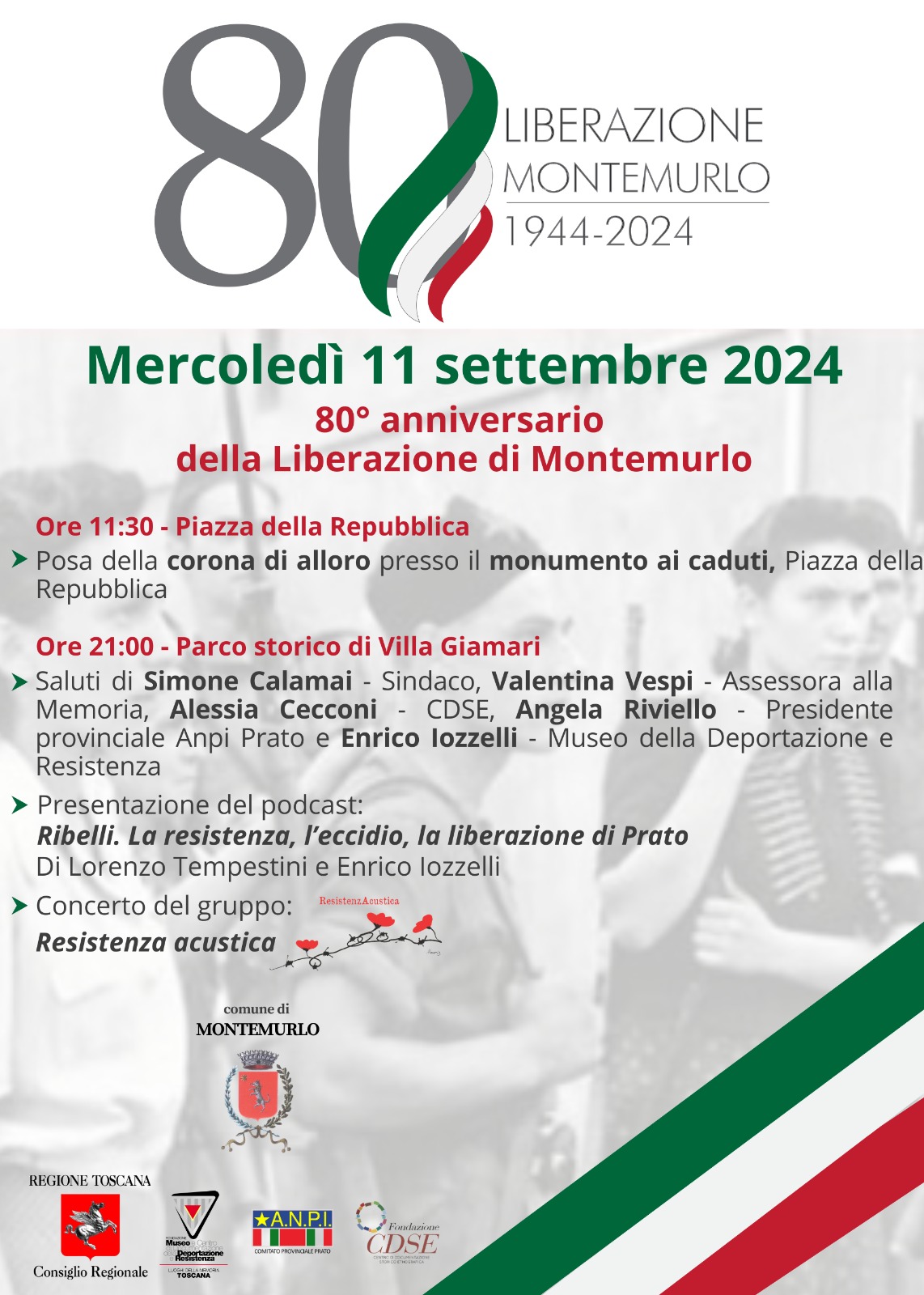 80 anni dalla liberazione di Montemurlo, programma