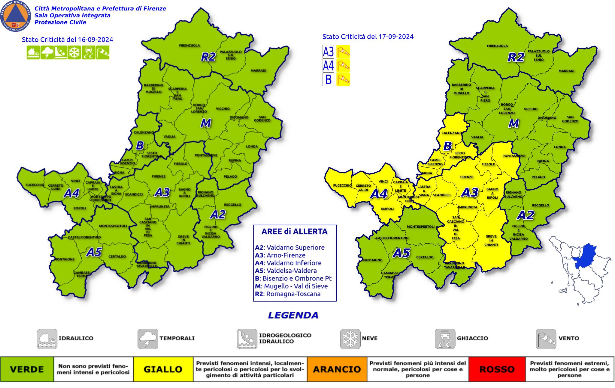 Codice giallo rischio vento