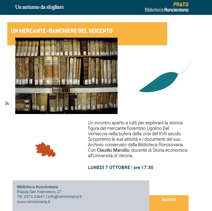 Conferenza di Claudio Marilio. Ugolino Del Vernaccia: un mercante-banchiere nella bufera della crisi del XVII secolo
