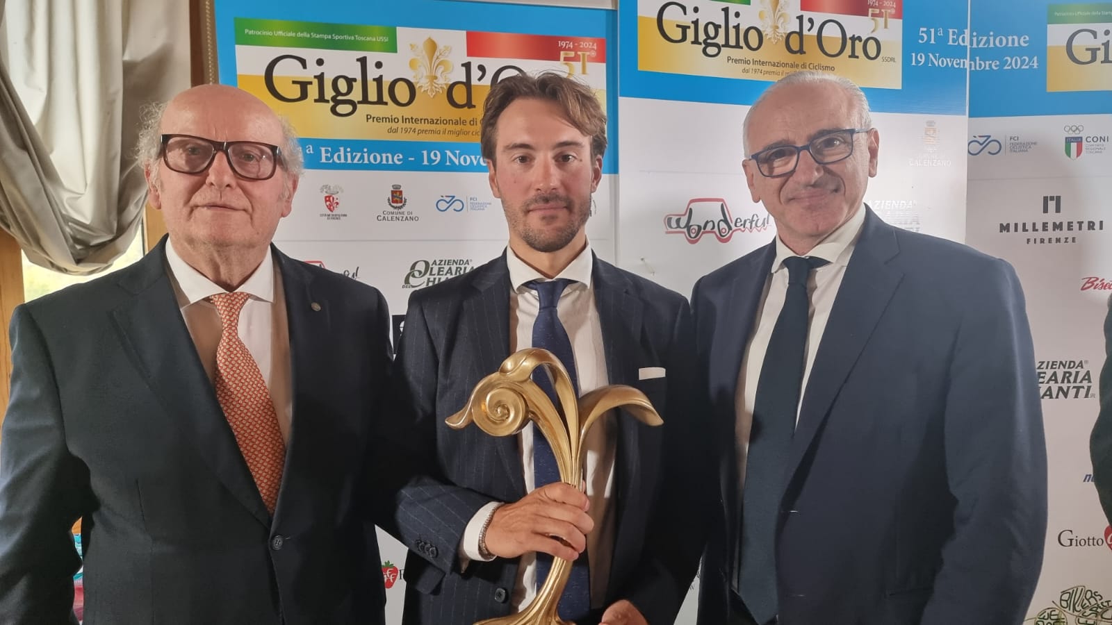 La premiazione del Giglio d'oro con Bettiol (foto di Domenico Costanzo, Met Ufficio Stampa)