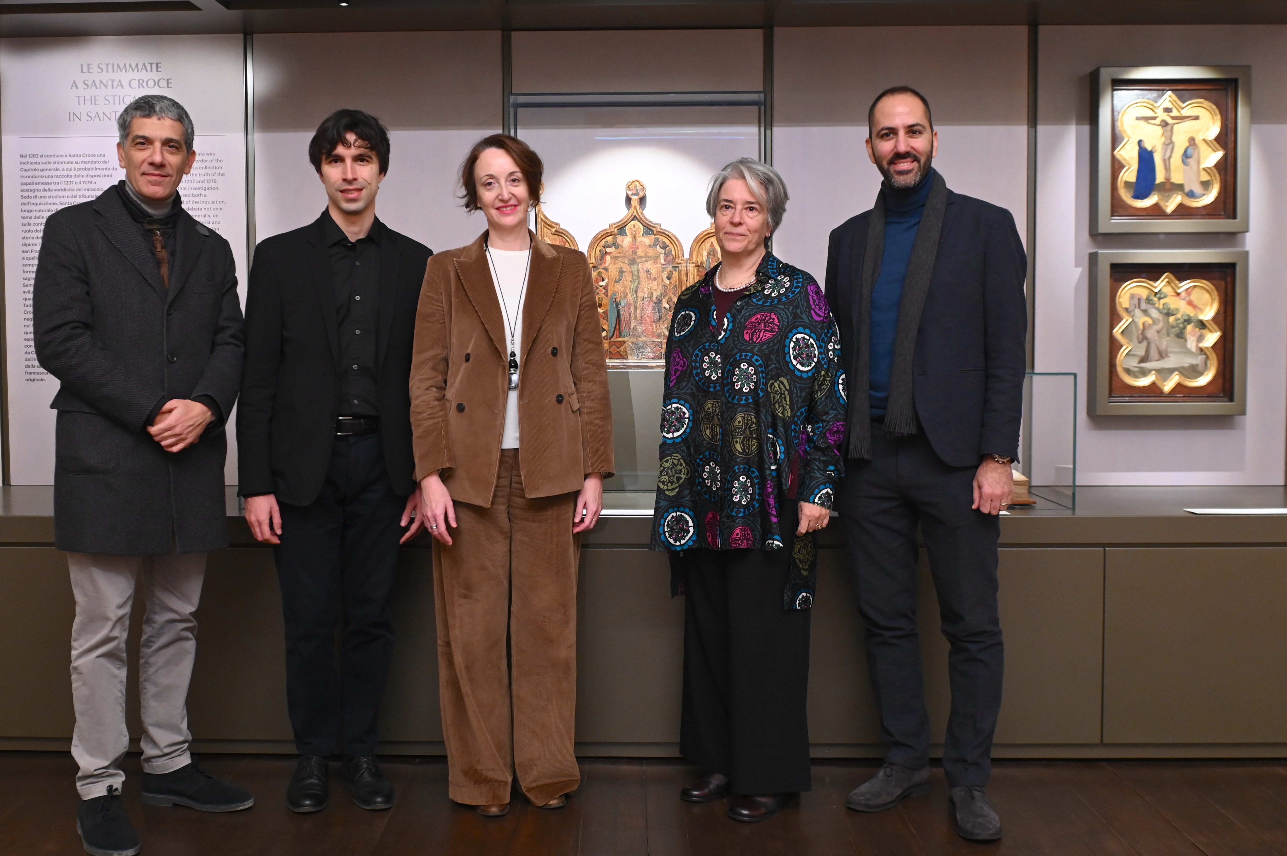 Da sinistra il segretario generale dell'Opera con i curatori (Fonte foto Opera di Santa Croce)