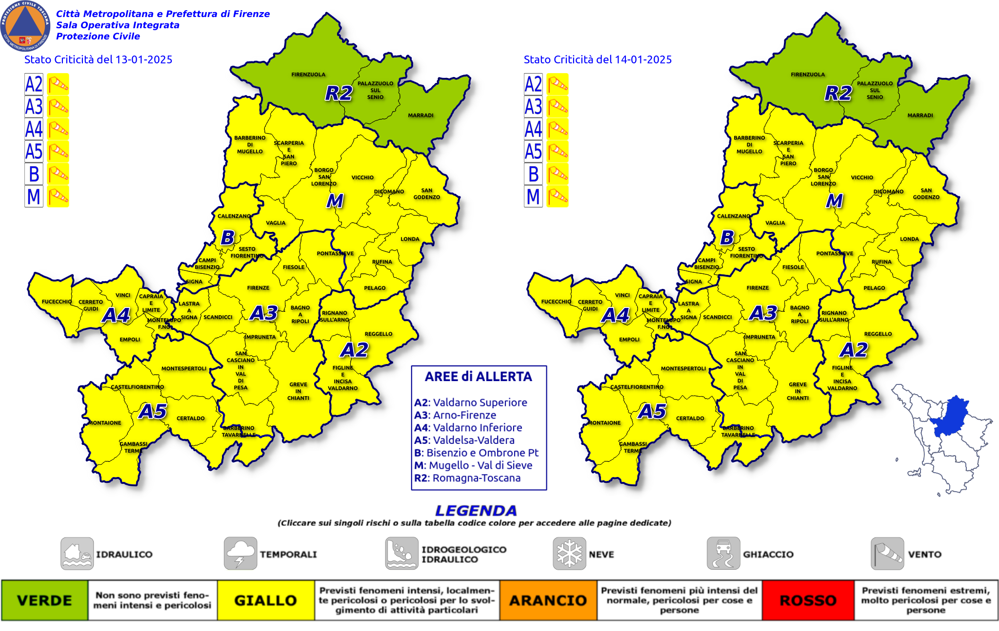 Codice giallo per rischio vento