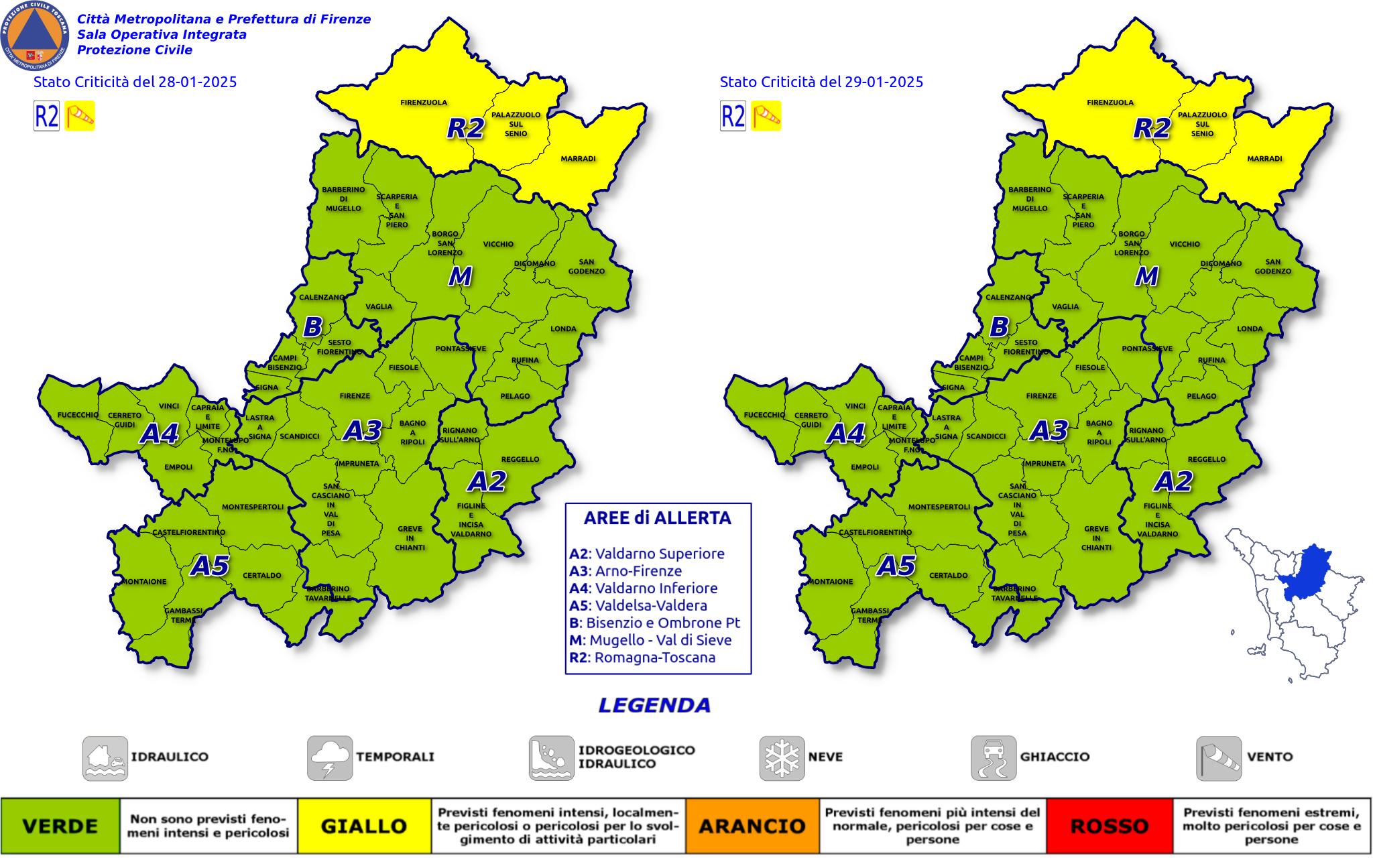 Codice giallo rischio vento