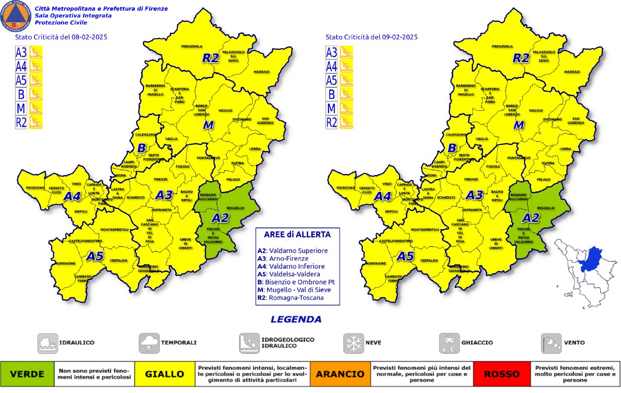 Lo stato meteo nel territorio metropolitano 