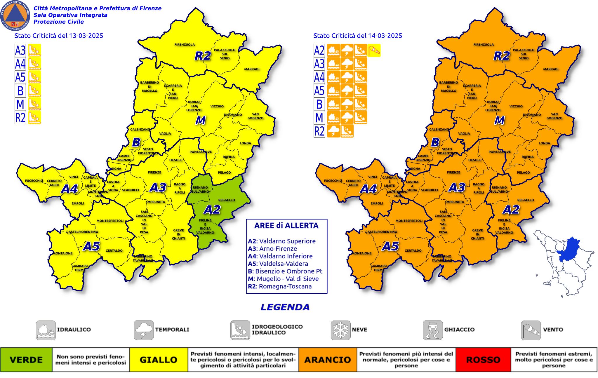 Codice Arancio nel territorio metropolitano