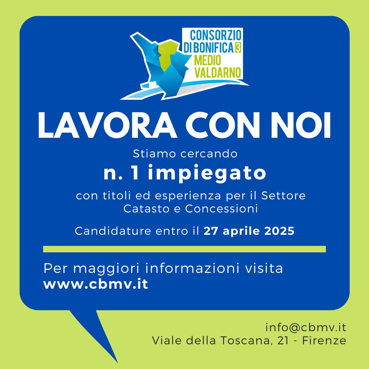 Al Consorzio di Bonifica ricerca in corso per il Settore Catasto e Concessioni