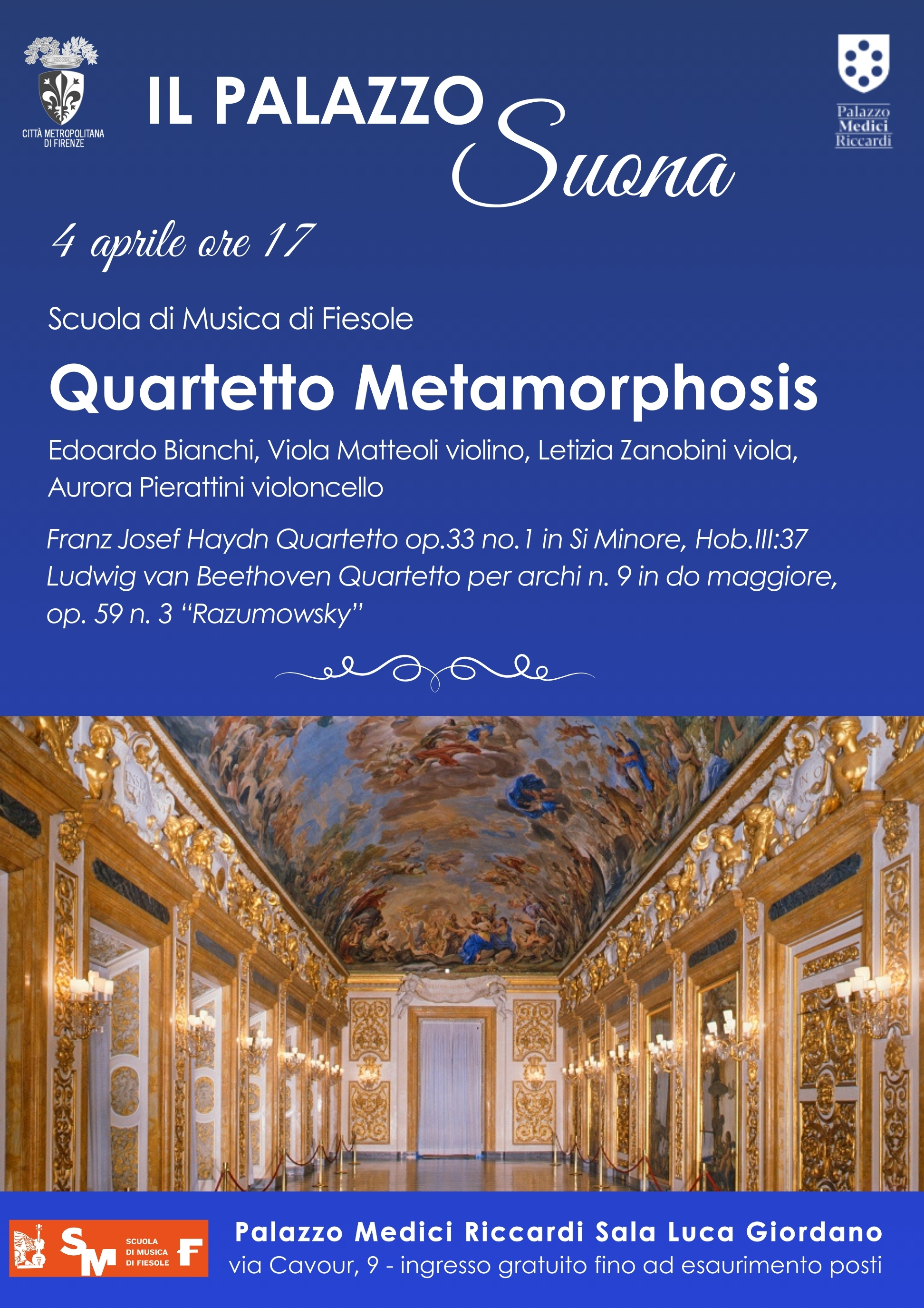 Il Quartetto Metamorphosis nella Galleria degli Specchi di Palazzo Medici Riccardi 