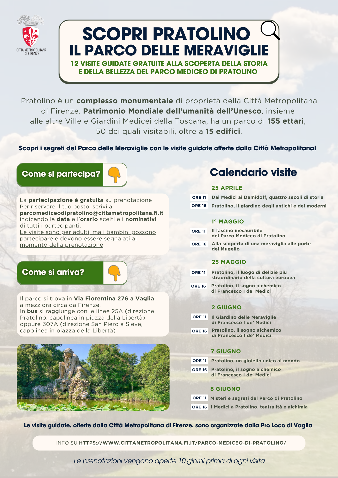 Locandina visite guidate Pratolino