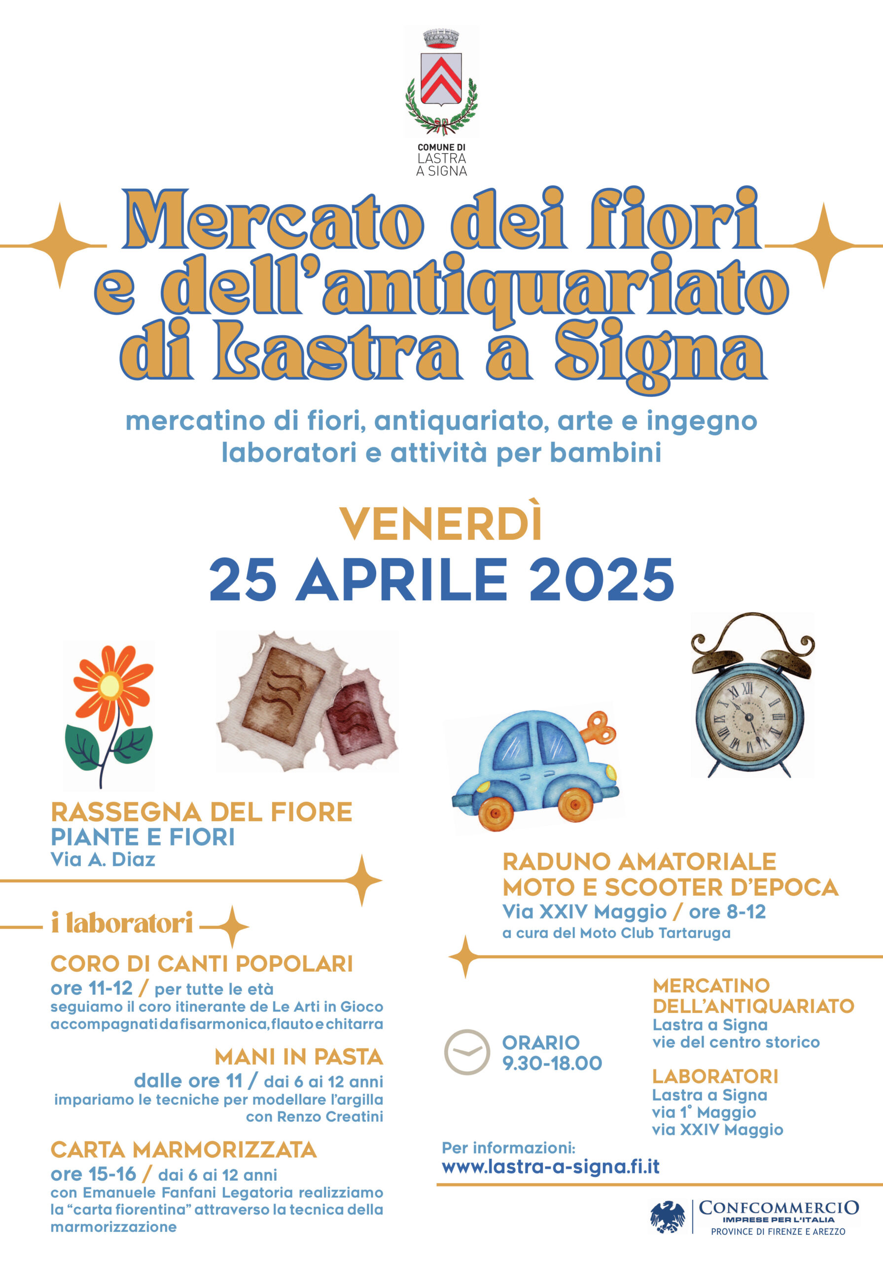 Il 25 aprile nel centro cittadino mercato dei fiori e dell’antiquariato 