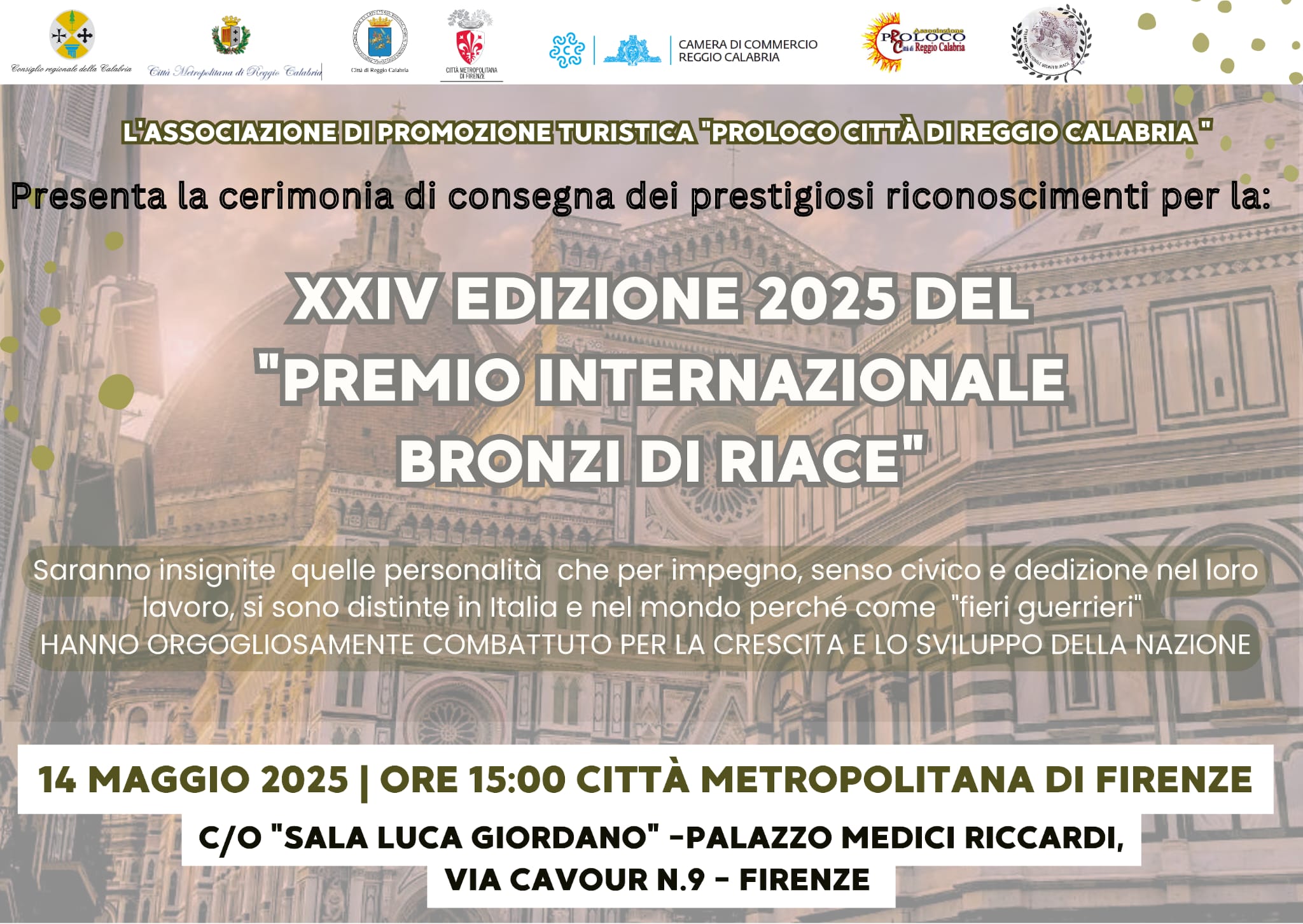 XXIV Edizione 2025 del "Premio Internazionale Bronzi di Riace" in Palazzo Medici riccardi