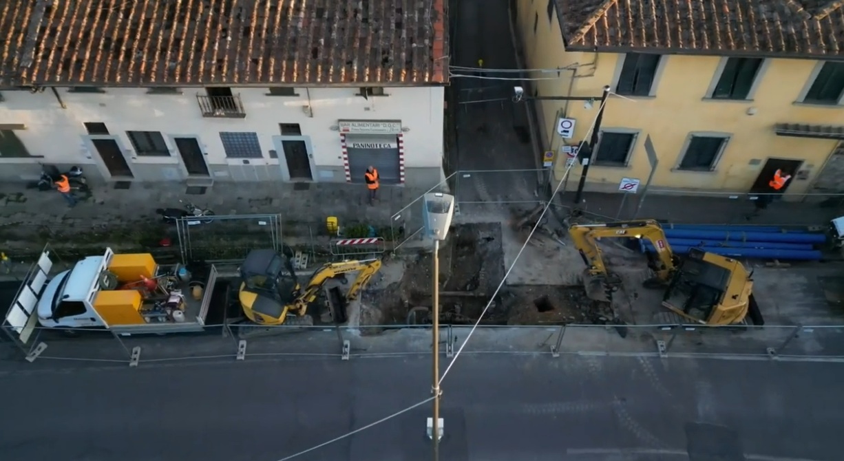 Lavori sulla via Bolognese