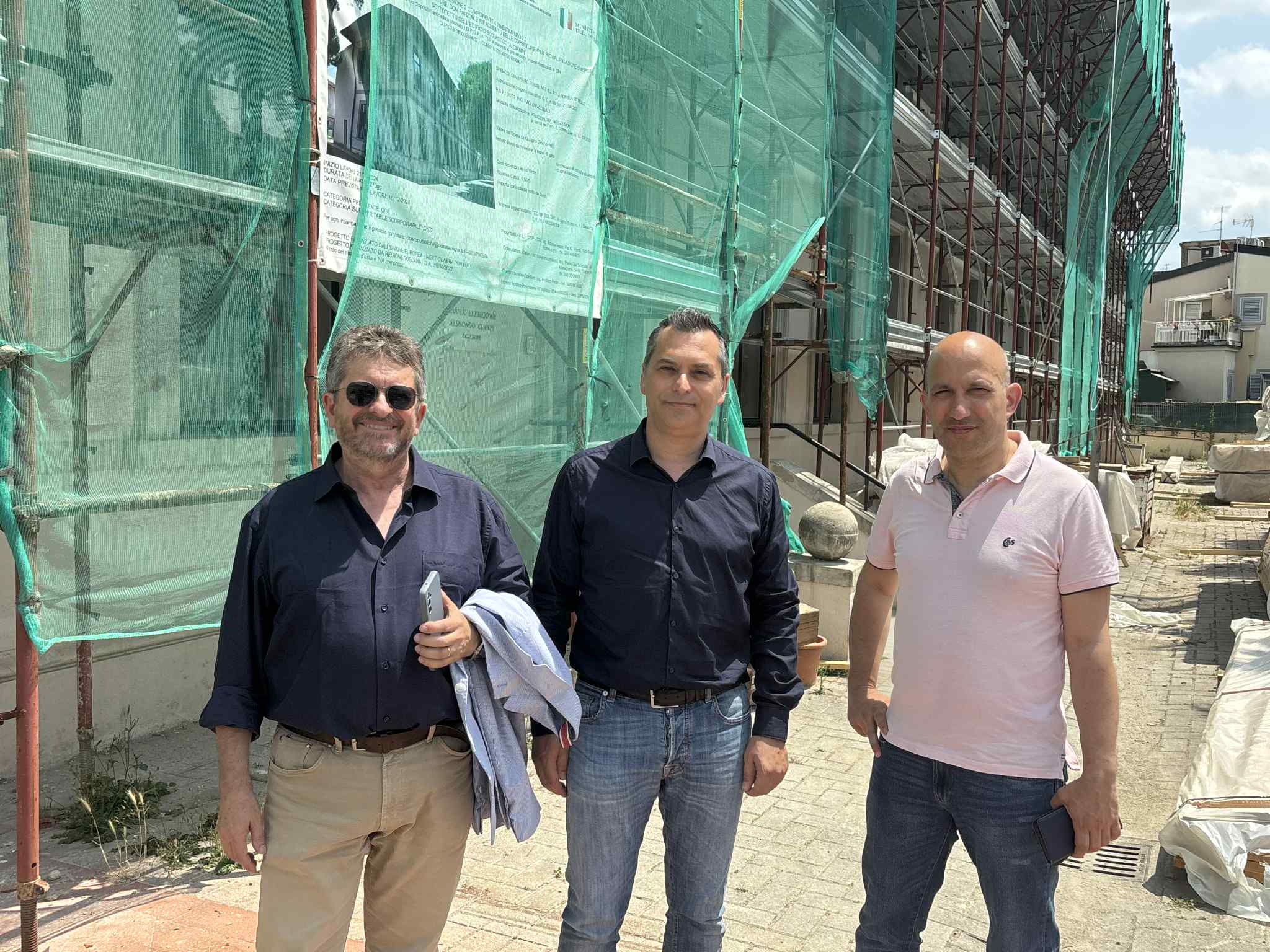 Il sindaco Fossi, l' ing. Tesse e l'assessore Quaresima