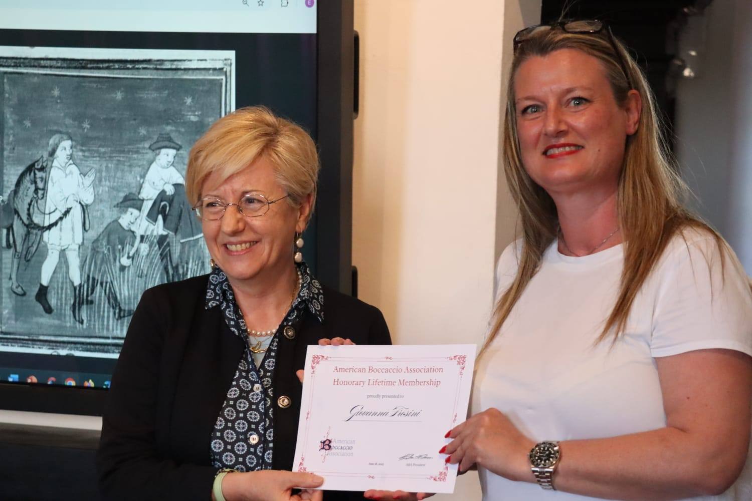 prof.ssa Giovanna Frosini e prof.ssa Elsa Filosa_Honorary Lifetime Membership