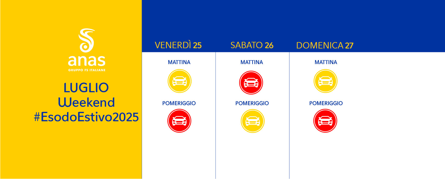 Calendario bollino rosso esodo estivo