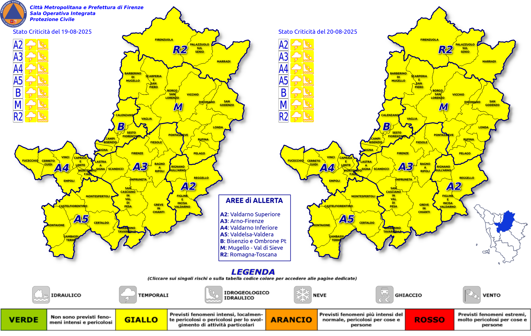 Locandina Allerta Codice Giallo per temporali 