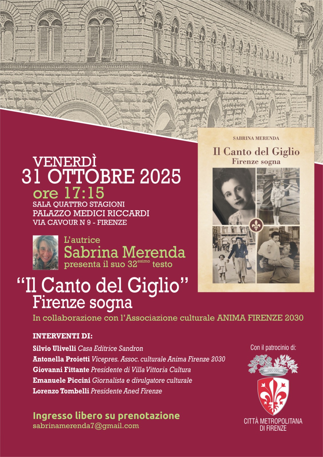 Il Canto del Giglio di Sabrina Merenda nella splendida cornice di Palazzo Medici Riccardi   	 