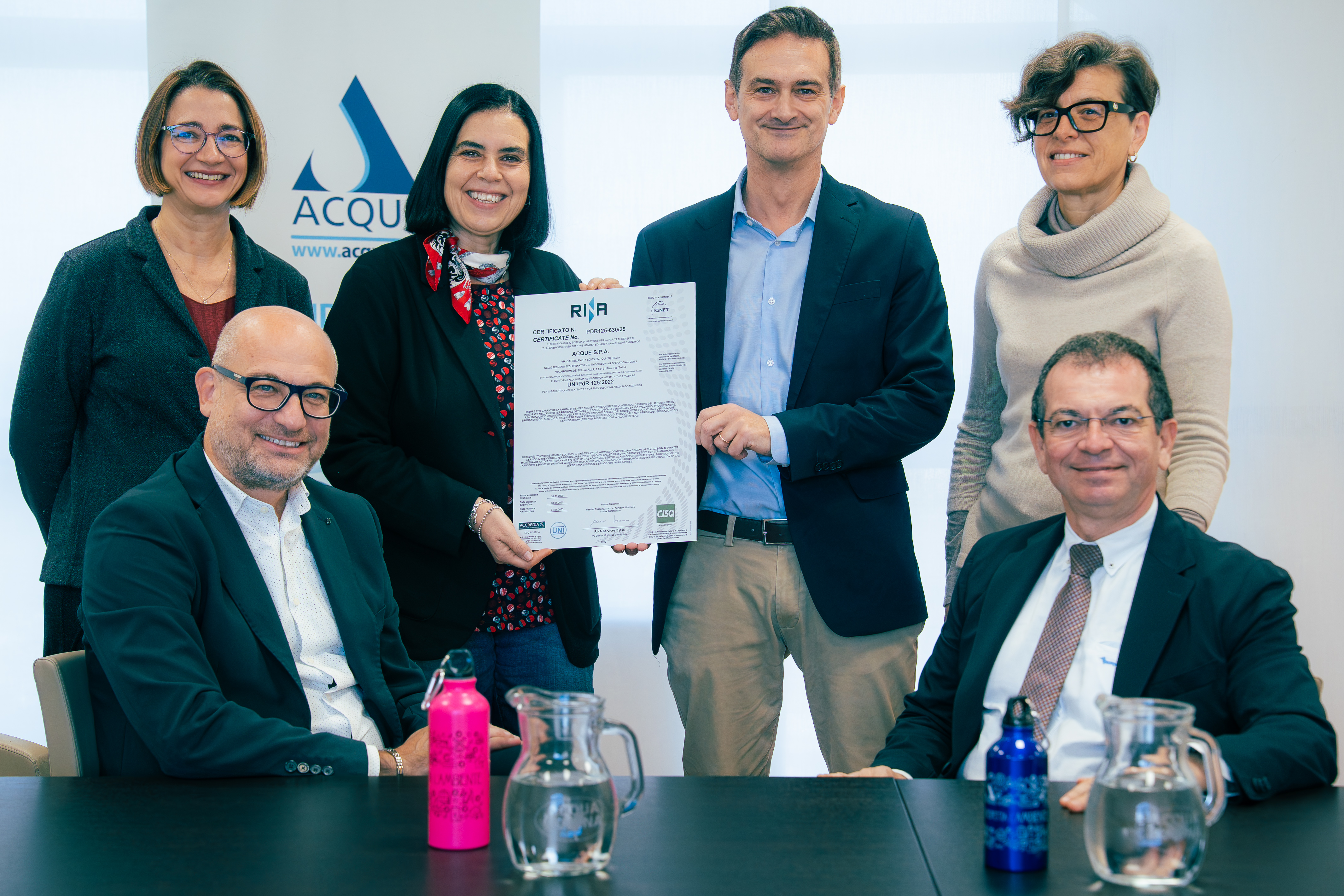 Acque conferma la certificazione sulla parità di genere (Foto da comunicato Acque Spa)