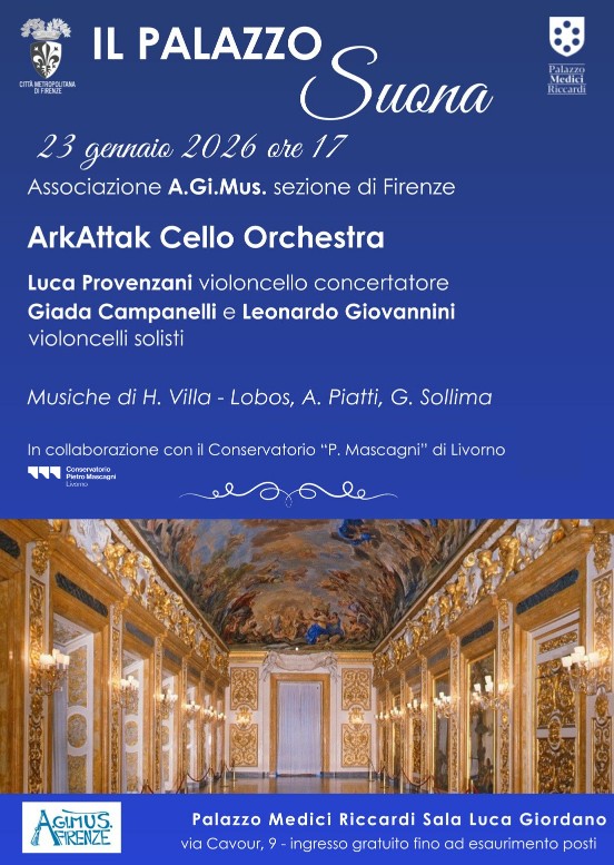 Locandina Concerto ArkAttak Cello Orchestra (fonte Agimus) 
