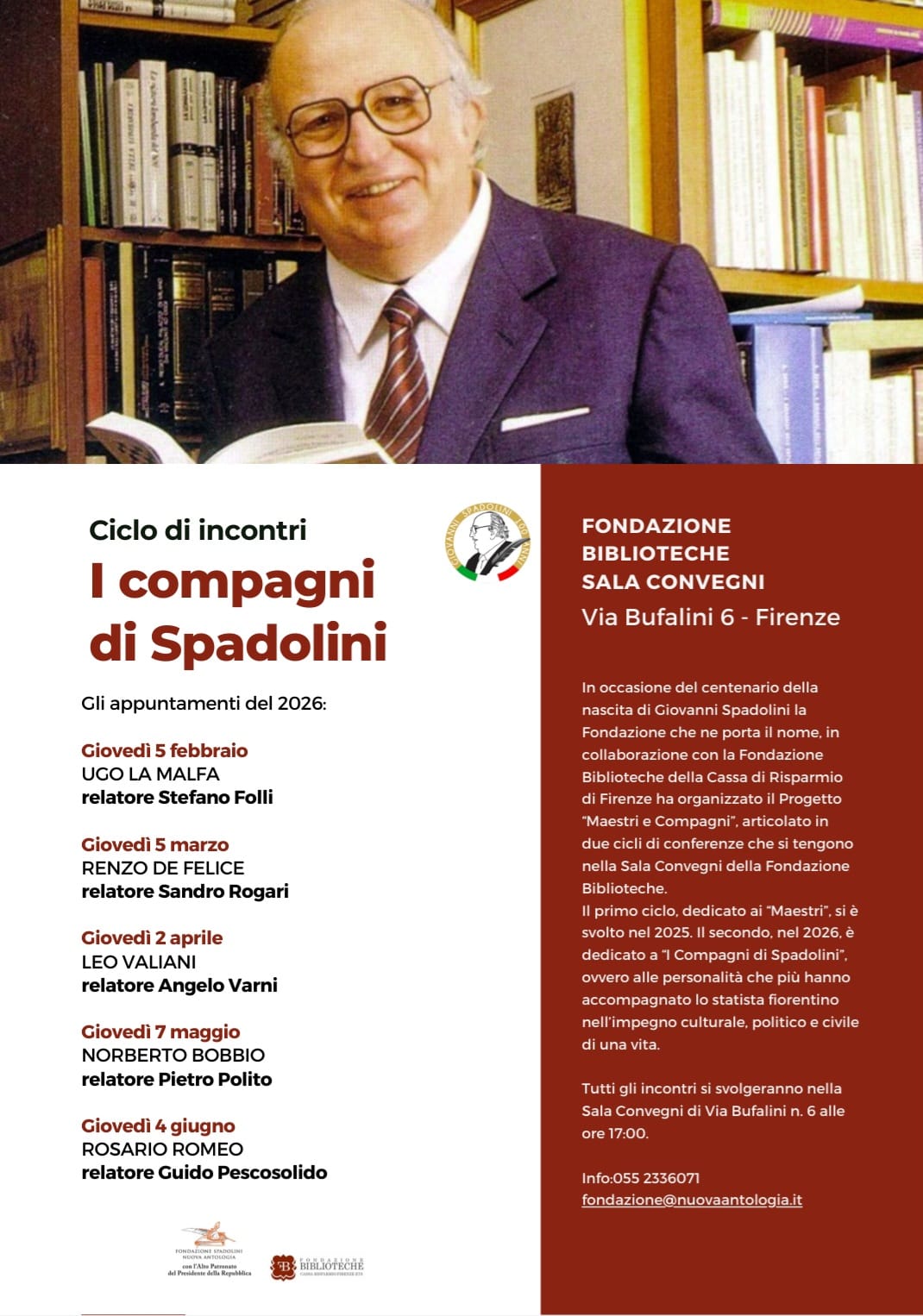 Locandina Conferenze I compagni di Spadolini 