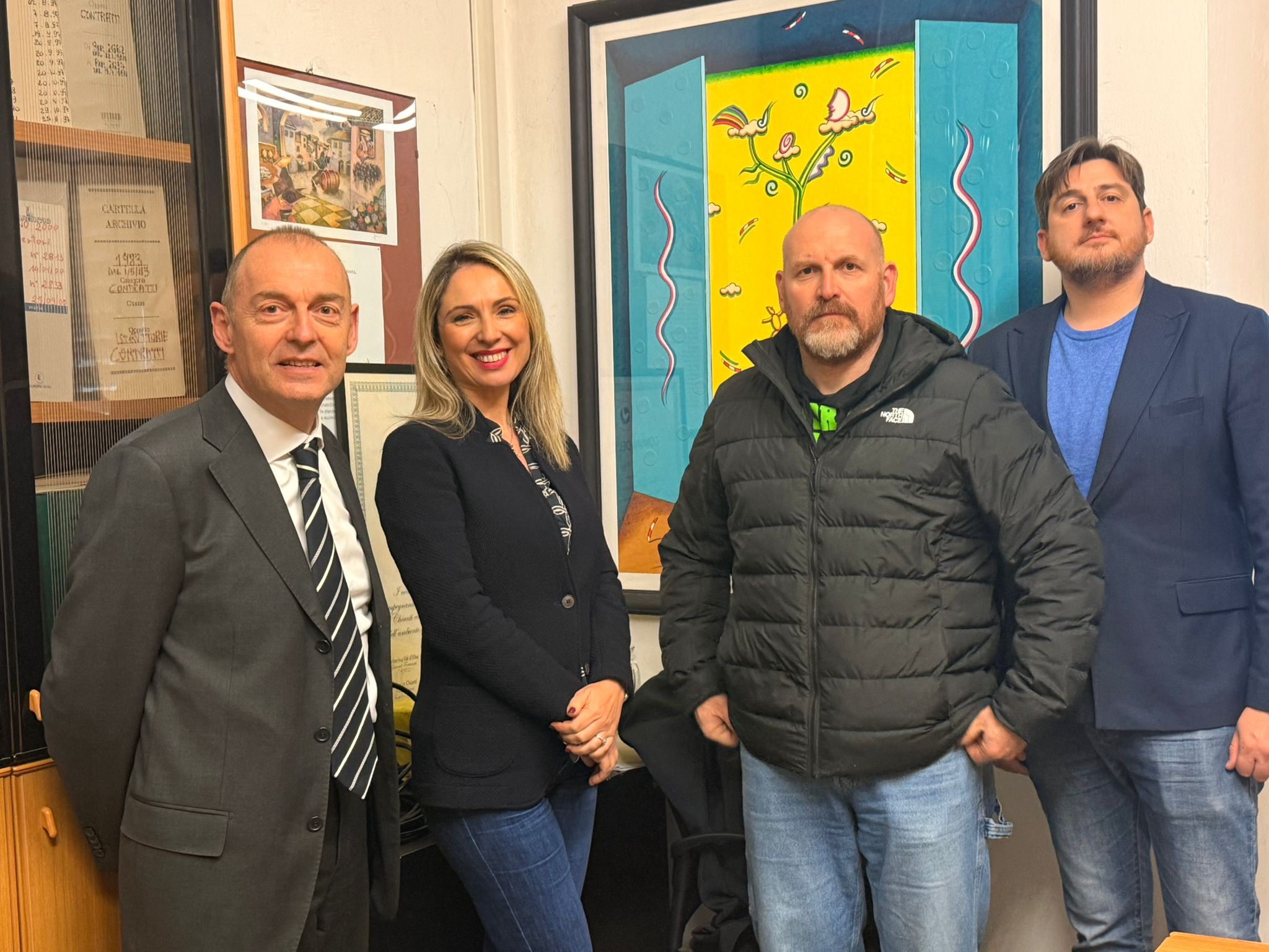 Da sx: Paolo Sottani- sindaco di Greve in Chianti , Serena De Luca, David Baroncelli - sindaco di Barberino Tavarnelle e Roberto Ciappi - sindaco di San Casciano (Fonte foto Comune di Barberino Tavarnelle)