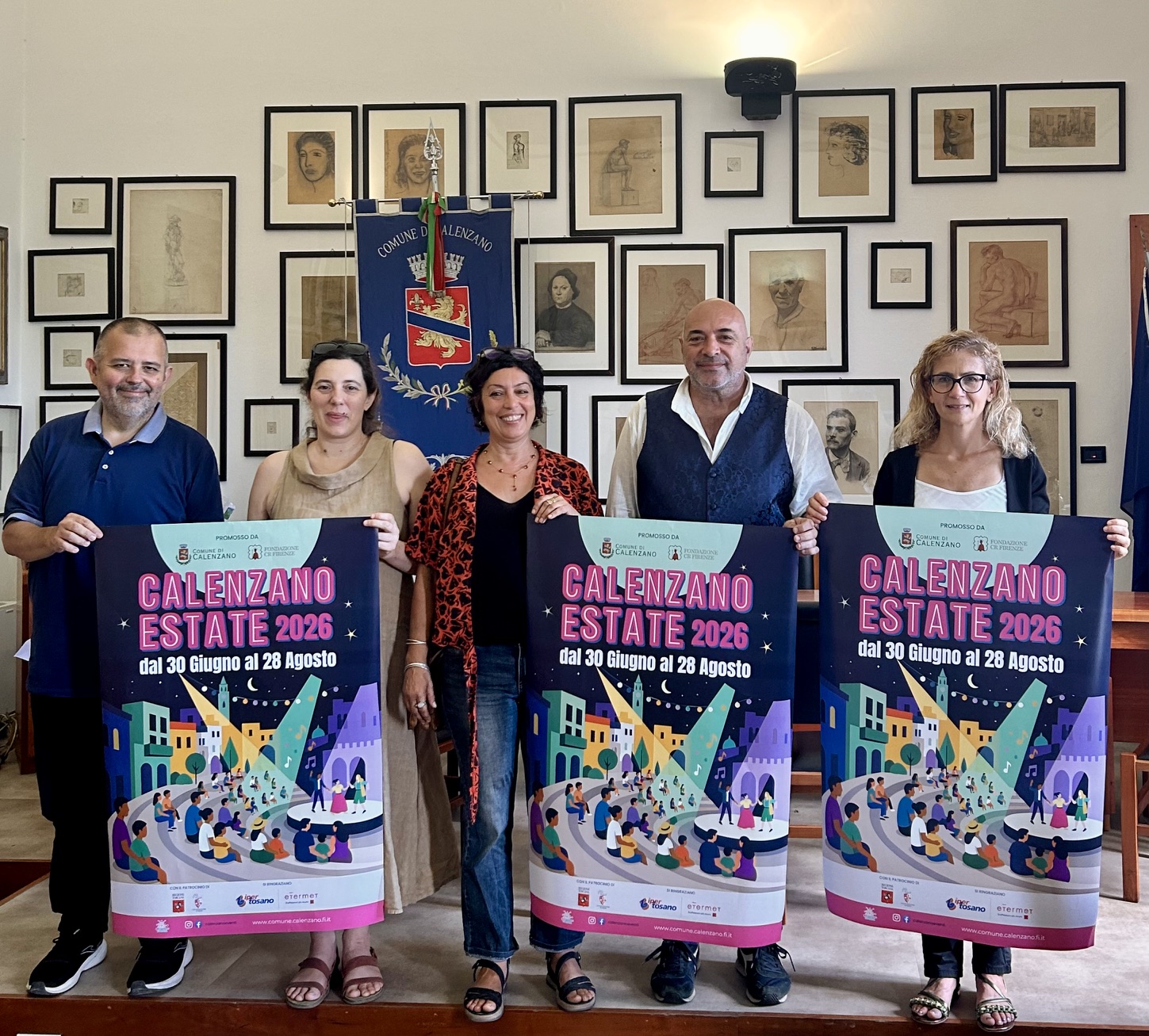 Nella foto, da destra: Martina Banchelli, Mauro Monni, Natalia Bavar, Sara Santarnecchi, Sauro Chellini 