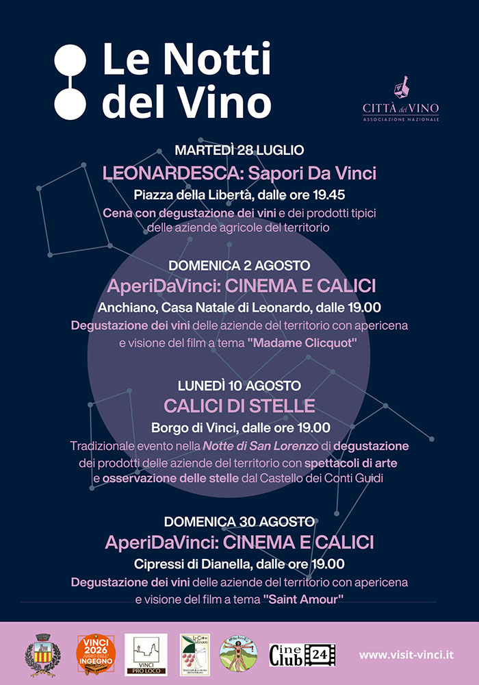 A Vinci quattro serate per celebrare ‘Le notti del vino’