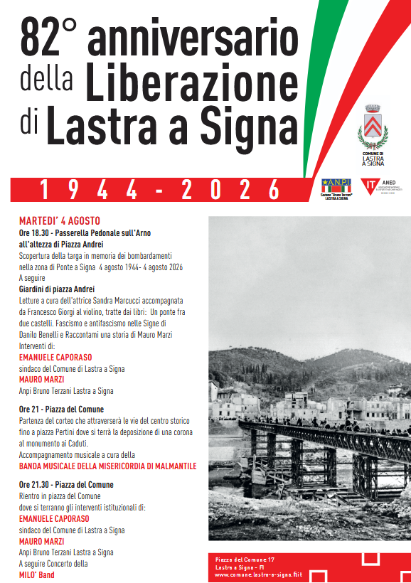 Lastra a Signa celebra l'82° Anniversario della Liberazione: il programma delle iniziative per martedì 4 agosto
